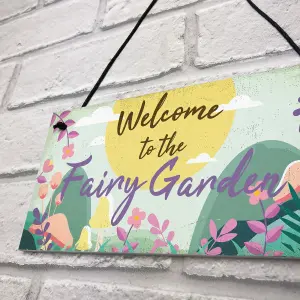 Red Ocean Welcome To The Fairy Garden Hanging Plaque Garden Shed SummerHouse Sign Gifts For Her