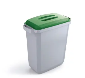 Durable DURABIN Grey Recycling Bin with Green Hinged Lid + Black Duraframe - 60L