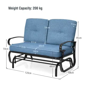 Costway 2 Seater Outdoor Bench Swing Glider Chair Loveseat W/ Comfortable Cushions