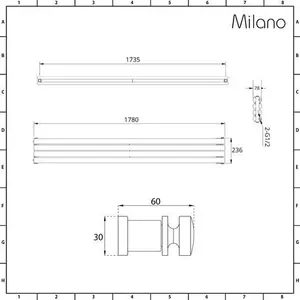 236 X 1780mm Low Radiator - Milano Aruba Horizontal White Designer Radiators