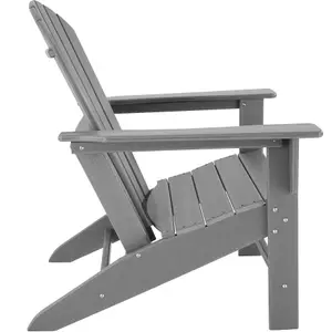 Garden Chair - Adirondack design, high backrest, wide armrests - light grey