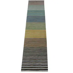 Spectrum Summer Modern Wool Striped Runner Rugs in Multi - 60x300cm