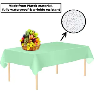 Green Plastic Table Cover, Disposable Wipe Clean Waterproof Tablecloth - 54"x72"