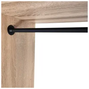 Round Wardrobe Rail Hanging Tube Pipe 1700mm Black Matt Set with End Brackets