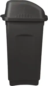 simpa 50L Black Plastic Swing Lid Bin - Set of 2 Bins