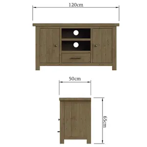 FWStyle 2 Door 1 Drawer Solid Pine TV Unit