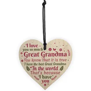 Red Ocean Great Grandma Ornament Wooden Heart Christmas Gift Grandma Announcement Plaque Birthday Keepsake