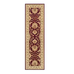 Persian Bordered Easy to Clean Red Floral Traditional Rug for Dining Room-80cm X 140cm