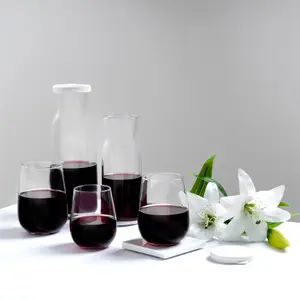 Argon Tableware Brocca Glass Carafes with Silicone Lids - 1.2 Litre - Pack of 4