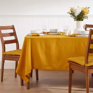 Homescapes Mustard Yellow Tablecloth 137 x 178 cm