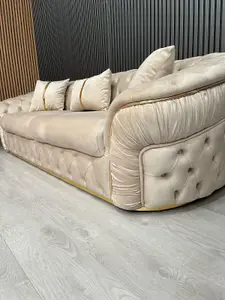 Ambassador 3 Seater In Champagne Velvet & Gold