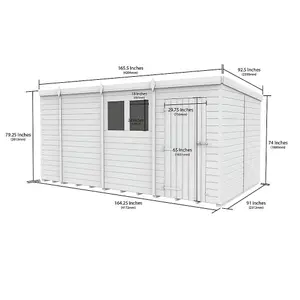 DIY Sheds 14x8 Pent Shed - Single Door Without Windows