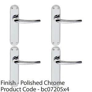 4 PACK - Rounded Sleek Internal Latch Door Handle - Polished Chrome Lever on Backplate