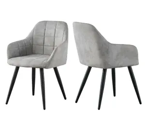 MCC Direct Adrian Faux Suede Leather Dining Chairs Set of 2 Light Grey