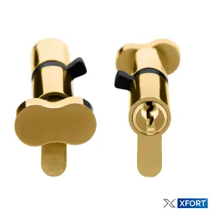 XFORT Brass 40T/50 Thumb Turn Euro Cylinder Lock (90mm), Euro Door Barrel Lock with 3 Keys