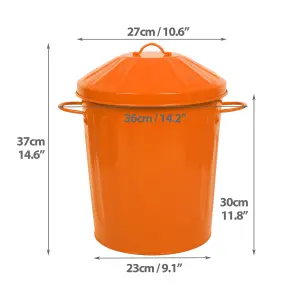 Simpa 15L Vintage Metal Bin - Orange