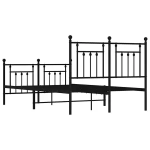 Berkfield Metal Bed Frame with Headboard and Footboard Black 120x190 cm