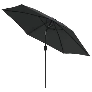 Berkfield Outdoor Parasol with LED Lights and Steel Pole 300cm Anthracite