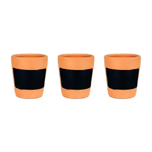 simpa 3PC Terracotta Chalkboard Herb Planters with Rosemary, Thyme and Sage Seeds.