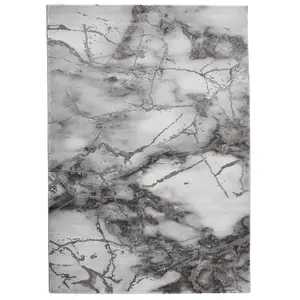 Ivory Silver Abstract Modern Easy to clean Rug for Dining Room Bed Room and Living Room-120cm X 170cm