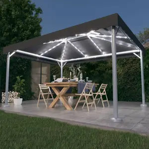 Berkfield Gazebo with LED String Lights 400x300 cm Anthracite Aluminium