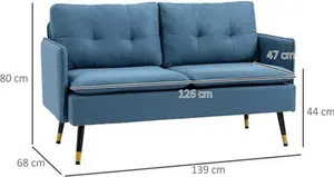 Portland 2 Seater Blue Button Tufted Sofa