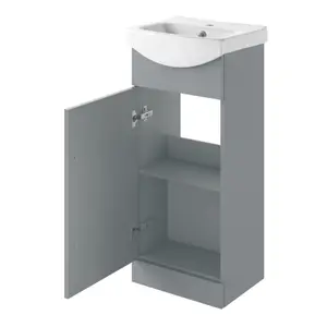 Veleka Gloss Grey Freestanding Cloakroom vanity unit & basin set (W)400mm (H)880mm