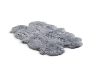 Uk Homeliving Steel 4 Piece Longwool Genuine Sheepskin Rug