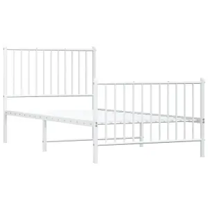 Berkfield Metal Bed Frame with Headboard and Footboard White 90x190 cm 3FT Single