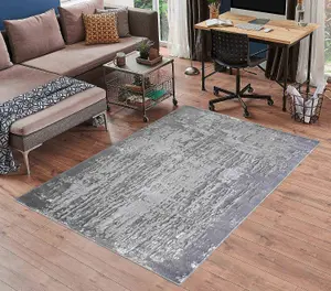 Serenity Modern Abstract Abrasion Contemporary Area Rugs Grey 160x230 cm