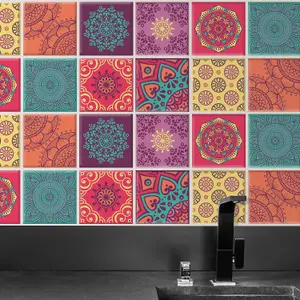 Walplus Colourful Mandala Spanish 3D Tile Stickers Multipack 80pcs