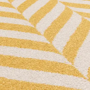 Yellow Modern Striped Easy to Clean Geometric Rug For DiningRoom-80cm X 150cm