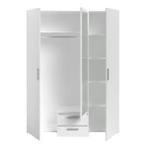 PARISOT DAILY 4 DOOR 2 DRAWER MIRRORED WARDROBE WHITE