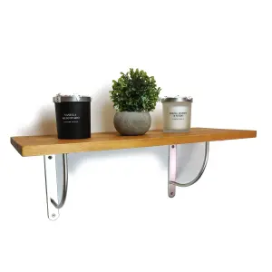 Solid Pine Rustical Shelf Light Oak with LUK02 Bracket 25x60cm