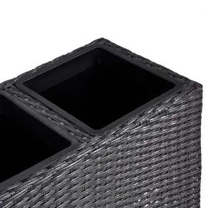 Plant Pot BELLIS PE Rattan Black