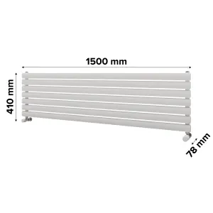 Ximax Champion FORH1164600W White Gas Horizontal Designer Radiator, (W)1500mm x (H)410mm