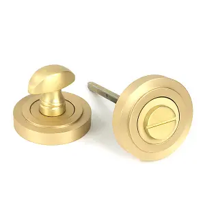 Satin Brass Round Thumbturn Set (Art Deco)