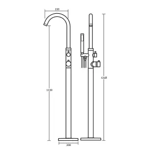 Toledo Polished Chrome Thermostatic Floor Standing Bath Shower Mixer Tap