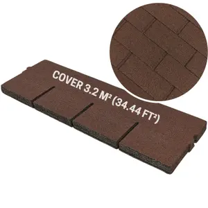 Bitumen Roof Felt Shingles, 20 pcs/34.44 ft² (3.2 sqm), Asphalt Roof Shingles - Weather Resistant Roofing Tiles - Brown