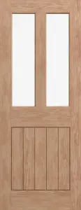 Fortia 2 Lite Clear Glazed Cottage Natural White oak veneer Internal Timber Door, (H)1981mm (W)686mm (T)35mm