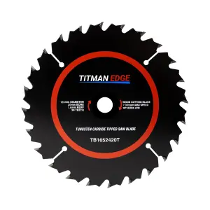 Titman Edge TCT Thin Kerf Circular Saw Blade 165mm x 20mm x 24 Tooth - TB1652420T