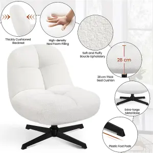 Yaheetech Modern Swivel Lounge Chair Upholstered Reading Chair White