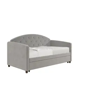 Aspen Daybed w Trundle Velvet Light Grey