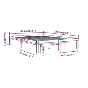 Berkfield Bed Frame Black Solid Wood 135x190 cm Double