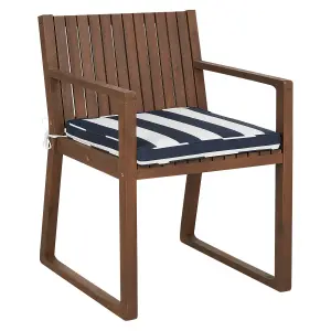 Set of 8 Garden Chairs with Cushions SASSARI Acacia Wood Navy Blue