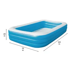 Bestway Rectangular Inflatable Swimming Pool Family Garden Paddling Pool for Summer Fun Large