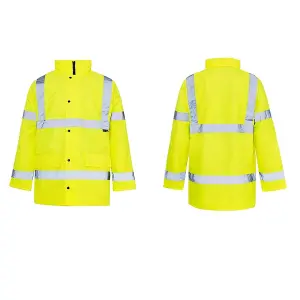 Medium Safety Security High Visibility Workwear Standard Parka Waterproof Security Reflective Jacket With Fluorescent Hood