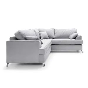 Ferguson Corner Sofa Light Grey Velvet