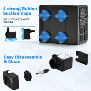 Costway 1450L/H 30W Submersible Pump Fountain Water Pump with 2.5M High Lift 3 Nozzles