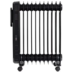 Russell Hobbs Electric Heater 2500W Black Digital 11 Fin Oil Filled Radiator with Remote & 2 Year Guarantee RHOFR2521B-D